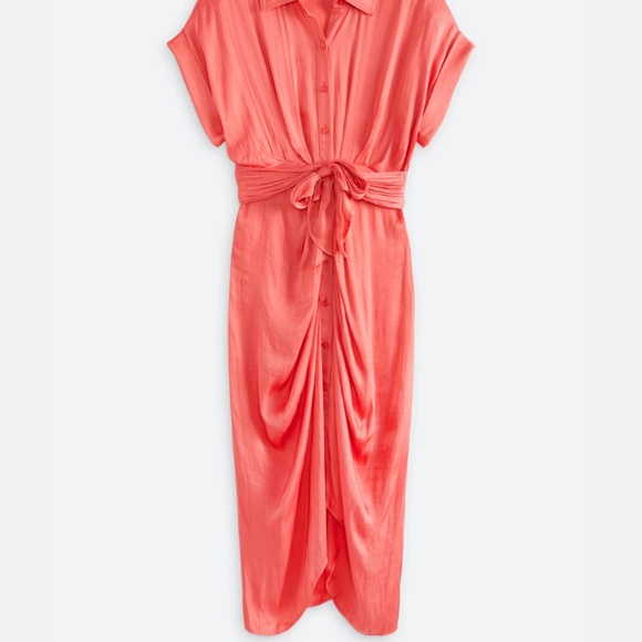 NWT Steve Madden Tori Satin Collar Kimono Midi Tie-Waist Midi Dress (Size S) - Picture 5 of 9